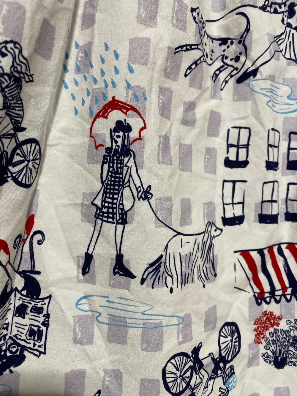 ModCloth “Rainy Day in Paris” Skirt A-Line Novelty whimsical Print Dogs Size M - Picture 3 of 12